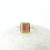 Botswana Agate Gemstone Ring - 925 Sterling Silver Ring - Handmade Gold Plated Ring - Anniversary Gift Ring - Bridesmaid Ring - Gift for Her